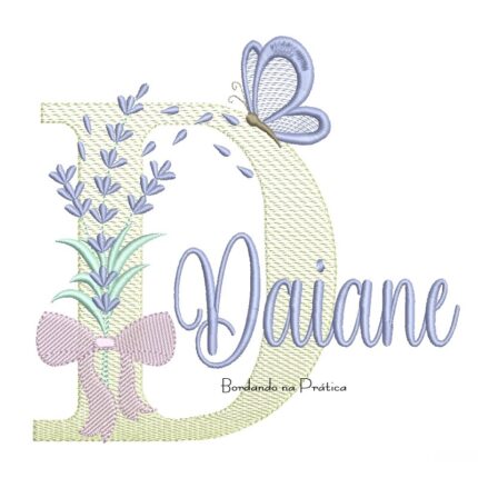 Matriz de Bordado Nome Daiane Lavanda com Laço