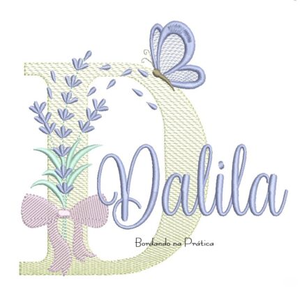 Matriz de Bordado Nome Dalila Lavanda com Laço
