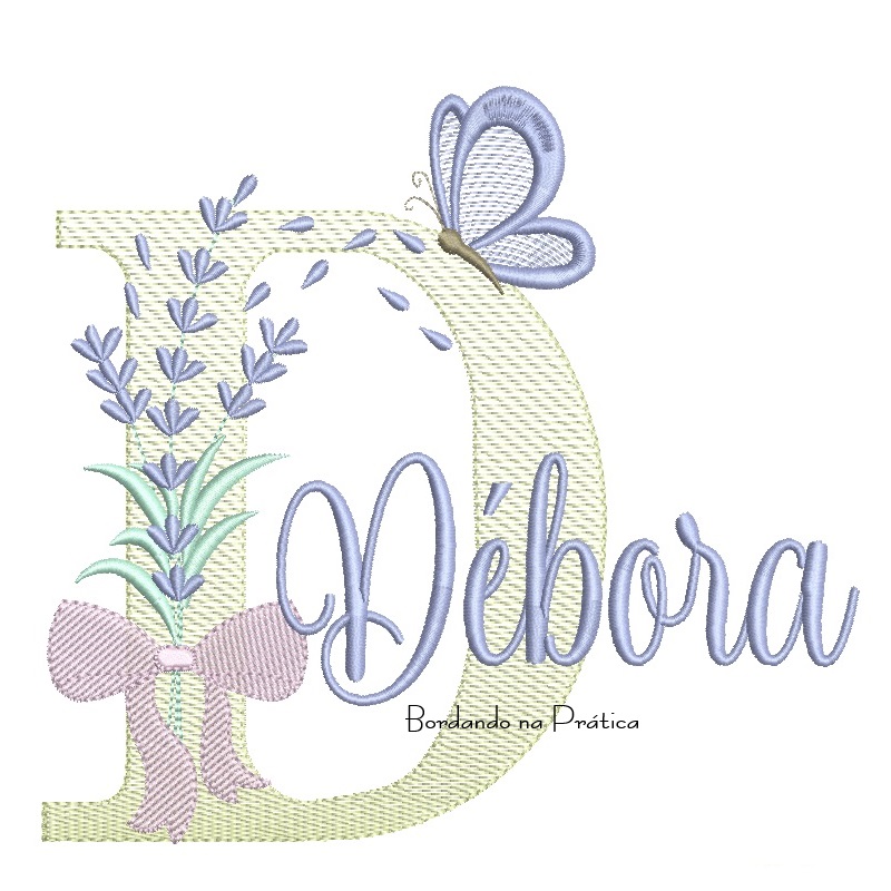 Matriz de Bordado Nome Débora Lavanda com Laço Matriz de Bordado Nome Débora Lavanda com Laço