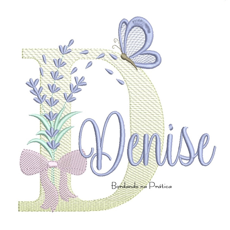 Matriz de Bordado Nome Denise Lavanda com Laço Matriz de Bordado Nome Denise Lavanda com Laço