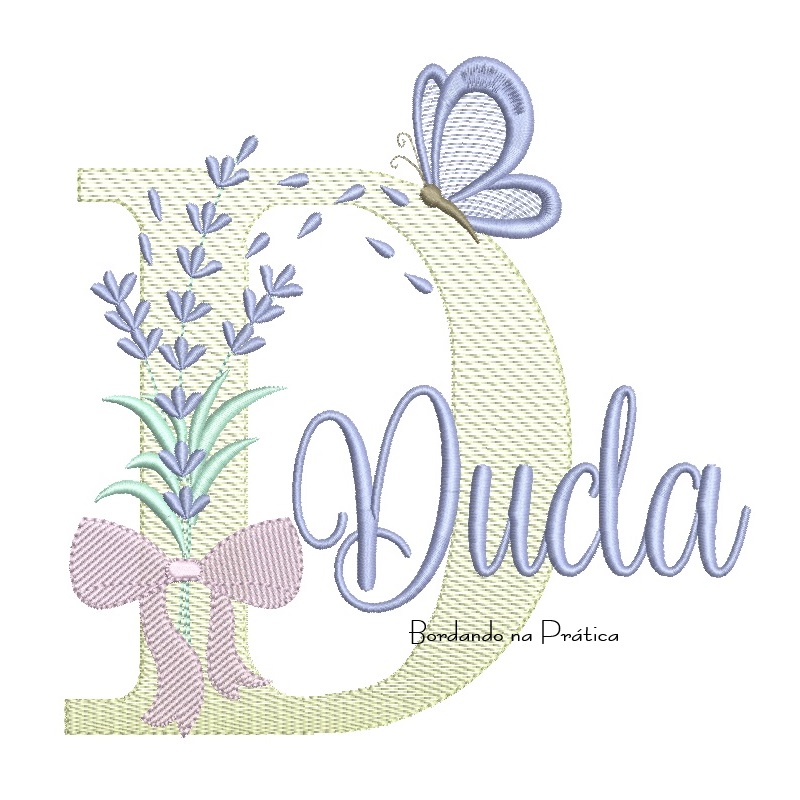 Matriz de Bordado Nome Duda Lavanda com Laço Matriz de Bordado Nome Duda Lavanda com Laço