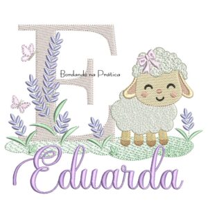Matriz de Bordado Nome Eduarda com Ovelhinha