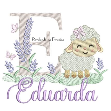 Matriz de Bordado Nome Eduarda com Ovelhinha
