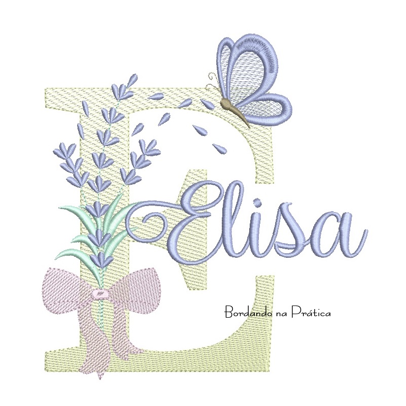 Matriz de Bordado Nome Elisa Lavanda com Laço Matriz de Bordado Nome Elisa Lavanda com Laço