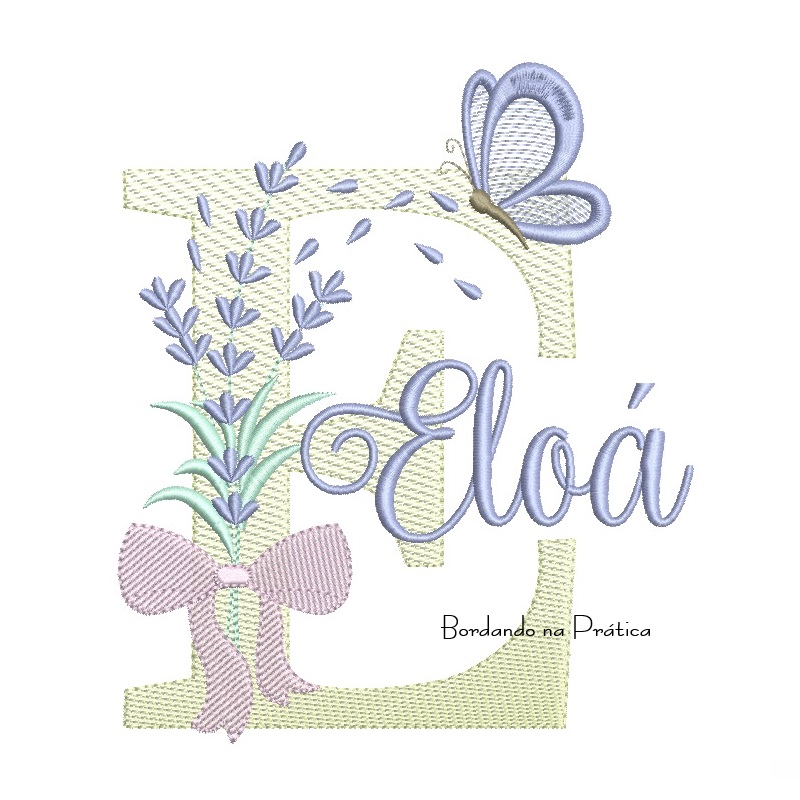 Matriz de Bordado Nome Eloá Lavanda com Laço Matriz de Bordado Nome Eloá Lavanda com Laço