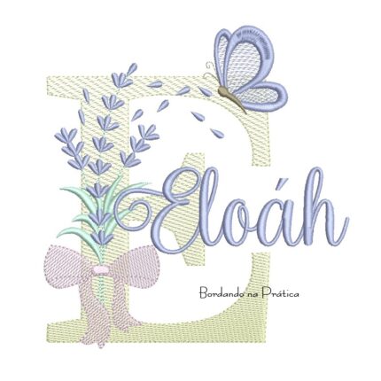Matriz de Bordado Nome Eloáh Lavanda com Laço