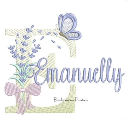 Matriz de Bordado Nome Emanuelly Lavanda com Laço