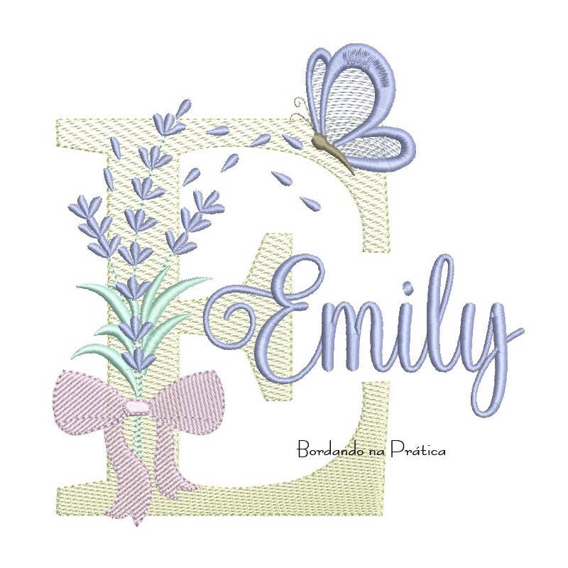 Matriz de Bordado Nome Emily Lavanda com Laço Matriz de Bordado Nome Emily Lavanda com Laço