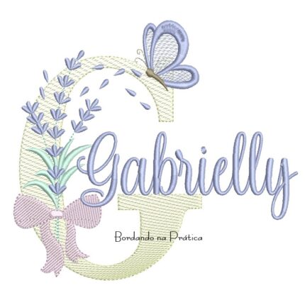 Matriz de Bordado Nome Gabrielly Lavanda com Laço