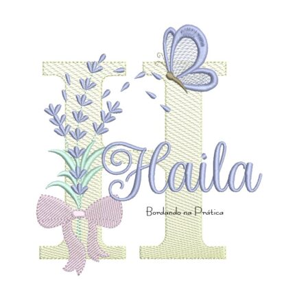 Matriz de Bordado Nome Esther Lavanda com Laço Para Bodar formatos PES, JEF, DST, EXP e HUS. Compre e Baixe na hora. Bordando Na Prática.