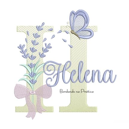 Matriz de Bordado Nome Helena Lavanda com Laço