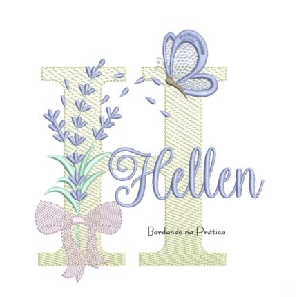 Matriz de Bordado Nome Hellen Lavanda com Laço
