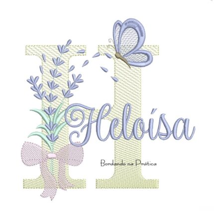 Matriz de Bordado Nome Heloísa Lavanda com Laço