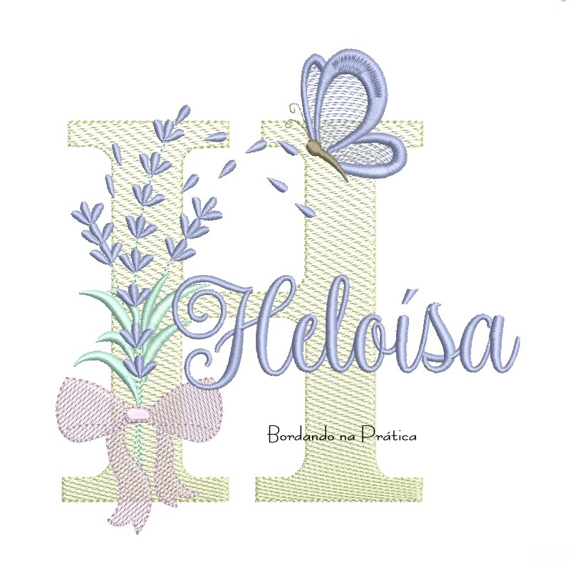 Matriz de Bordado Nome Heloísa Lavanda com Laço Matriz de Bordado Nome Heloísa Lavanda com Laço