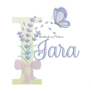 Matriz de Bordado Nome Iara Lavanda com Laço