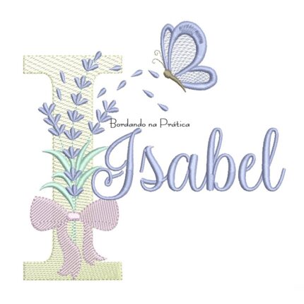 Matriz de Bordado Nome Isabel Lavanda com Laço