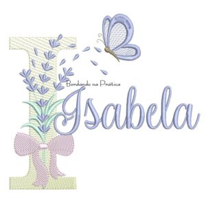Matriz de Bordado Nome Isabela Lavanda com Laço
