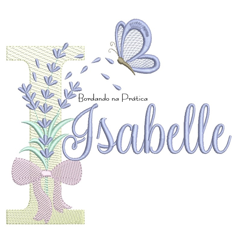 Matriz de Bordado Nome Isabelle Lavanda com Laço Matriz de Bordado Nome Isabelle Lavanda com Laço