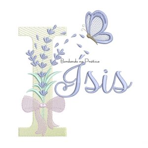 Matriz de Bordado Nome Ísis Lavanda com Laço