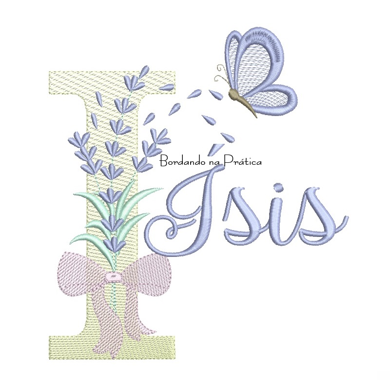 Matriz de Bordado Nome Ísis Lavanda com Laço