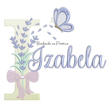 Matriz de Bordado Nome Izabela Lavanda com Laço