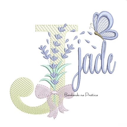 Matriz de Bordado Nome Jade Lavanda com Laço