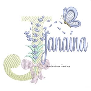 Matriz de Bordado Nome Janaína Lavanda com Laço