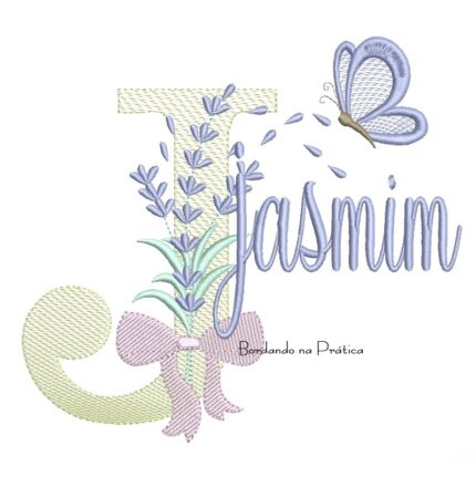 Matriz de Bordado Nome Jasmim Lavanda com Laço