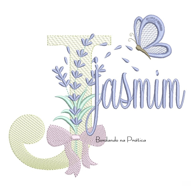 Matriz de Bordado Nome Jasmim Lavanda com Laço