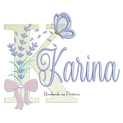Matriz de Bordado Nome Karina Lavanda com Laço
