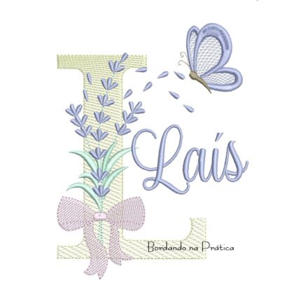 Matriz de Bordado Nome Laís Lavanda com Laço