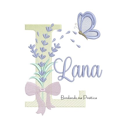 Matriz de Bordado Nome Lana Lavanda com Laço