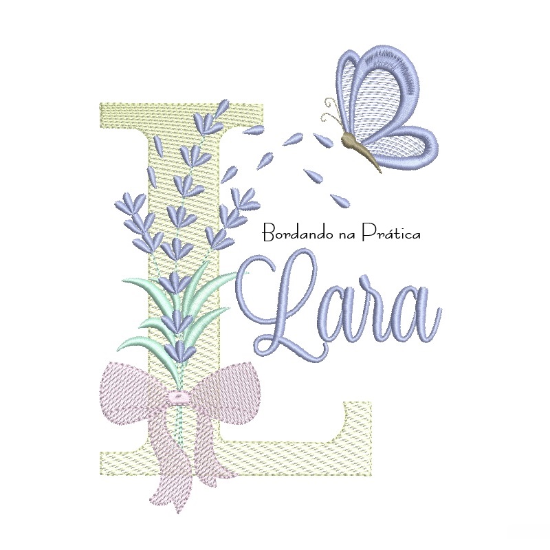 Matriz de Bordado Nome Lara Lavanda com Laço Matriz de Bordado Nome Lara Lavanda com Laço