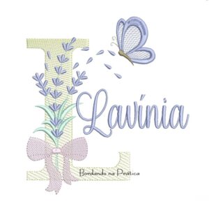 Matriz de Bordado Nome Lavínia Lavanda com Laço