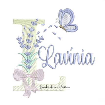 Matriz de Bordado Nome Lavínia Lavanda com Laço