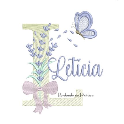Matriz de Bordado Nome Letícia Lavanda com Laço
