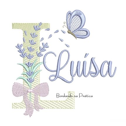 Matriz de Bordado Nome Luísa Lavanda com Laço