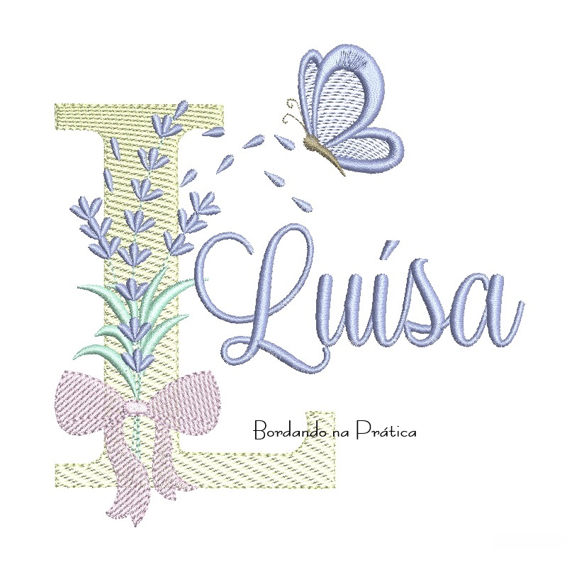 Matriz de Bordado Nome Luísa Lavanda com Laço Matriz de Bordado Nome Luísa Lavanda com Laço