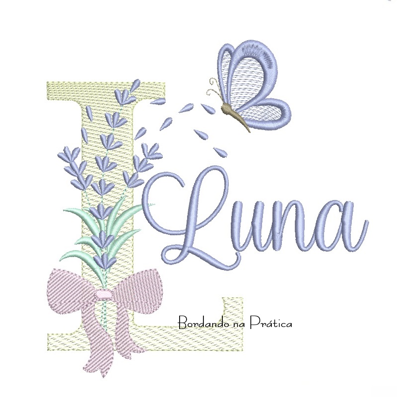 Matriz de Bordado Nome Luna Lavanda com Laço Matriz de Bordado Nome Luna Lavanda com Laço
