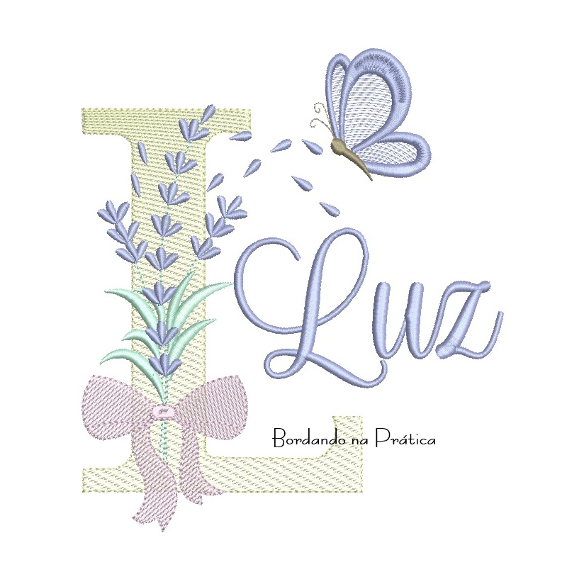 Matriz de Bordado Nome Luz Lavanda com Laço Matriz de Bordado Nome Luz Lavanda com Laço