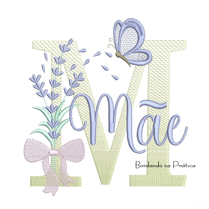 Matriz de Bordado Nome Mãe Lavanda com Laço Matriz de Bordado Nome Mãe Lavanda com Laço