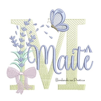 Matriz de Bordado Nome Maitê Lavanda com Laço