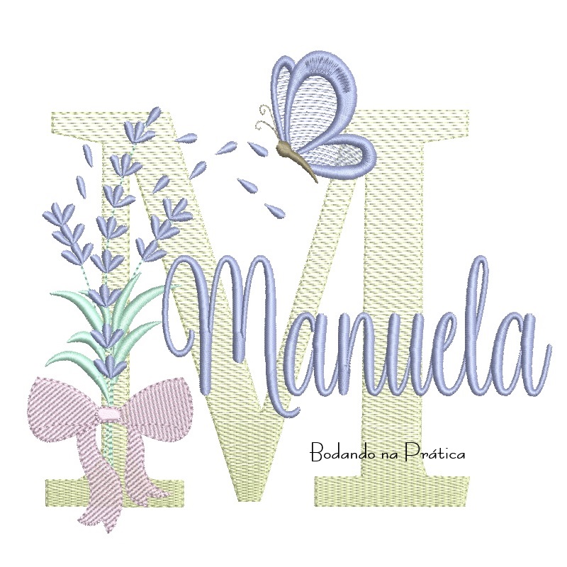 Matriz de Bordado Nome Manuela Lavanda com Laço Matriz de Bordado Nome Manuela Lavanda com Laço