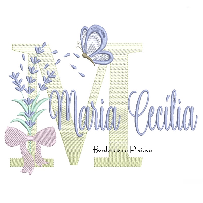 Matriz de Bordado Nome Maria Cecília Lavanda com Laço Matriz de Bordado Nome Maria Cecília Lavanda com Laço