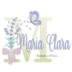 Matriz de Bordado Nome Maria Clara Lavanda com Laço