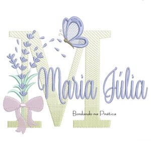 Matriz de Bordado Nome Maria Júlia Lavanda com Laço