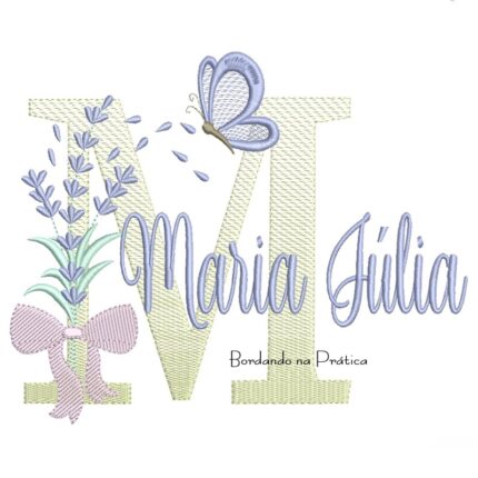 Matriz de Bordado Nome Maria Júlia Lavanda com Laço