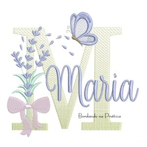 Matriz de Bordado Nome Maria Lavanda com Laço