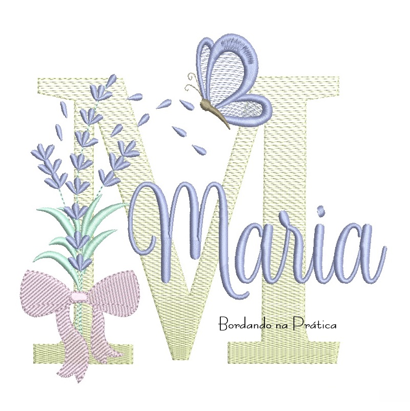 Matriz de Bordado Nome Maria Lavanda com Laço Matriz de Bordado Nome Maria Lavanda com Laço