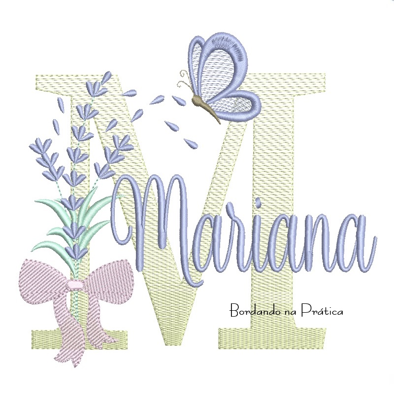 Matriz de Bordado Nome Mariana Lavanda com Laço Matriz de Bordado Nome Mariana Lavanda com Laço